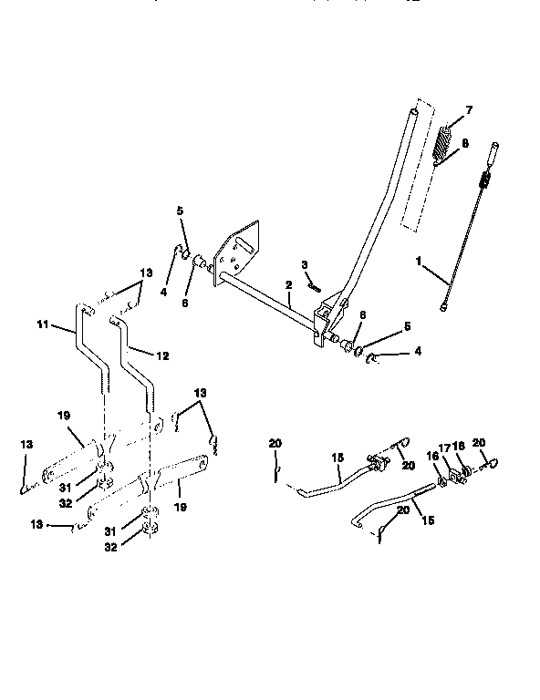 Lift Diagram and Parts List for 917258501  Craftsman Lawn Tractor