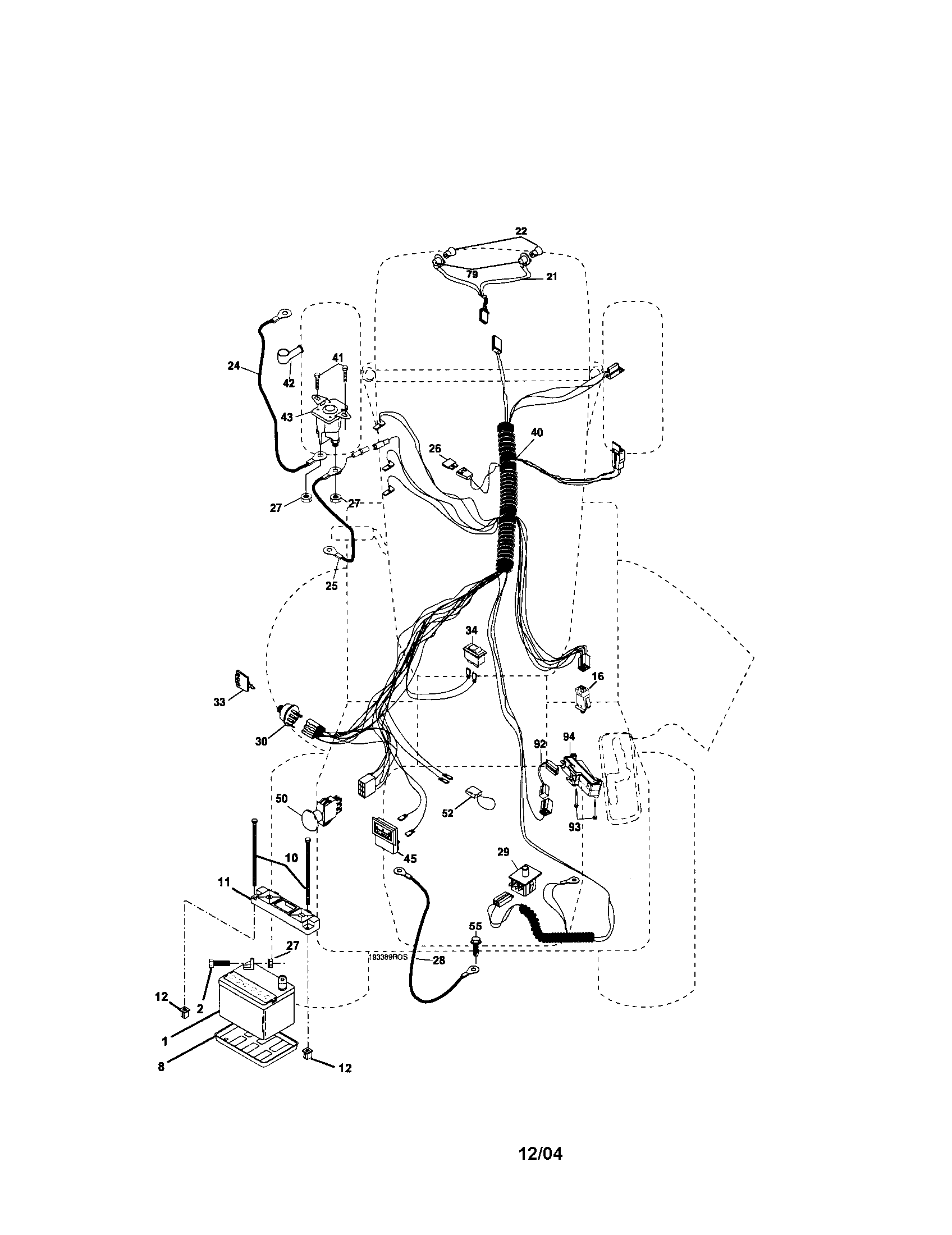 Electrical Diagram and Parts List for 917275670  Craftsman Lawn Tractor