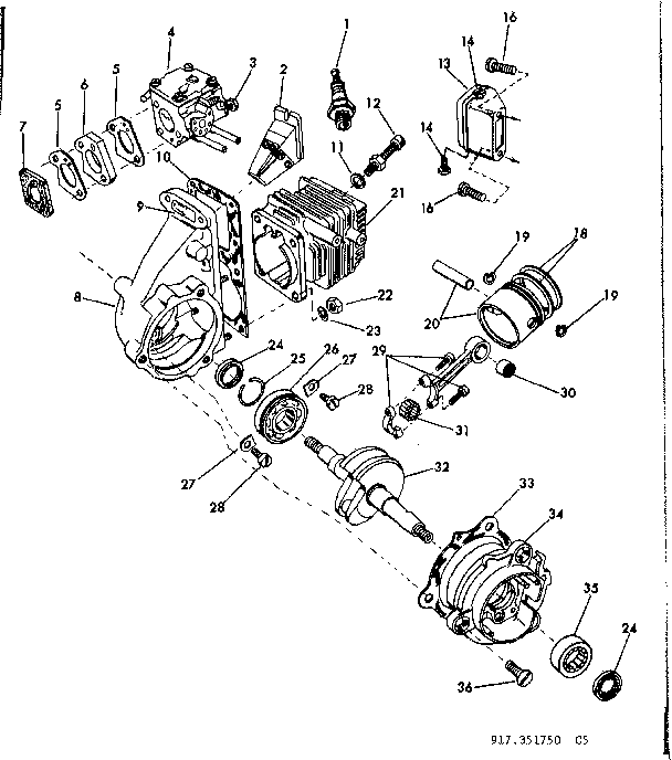 Carburetor Diagram and Parts List for 917351750  Craftsman Chainsaw
