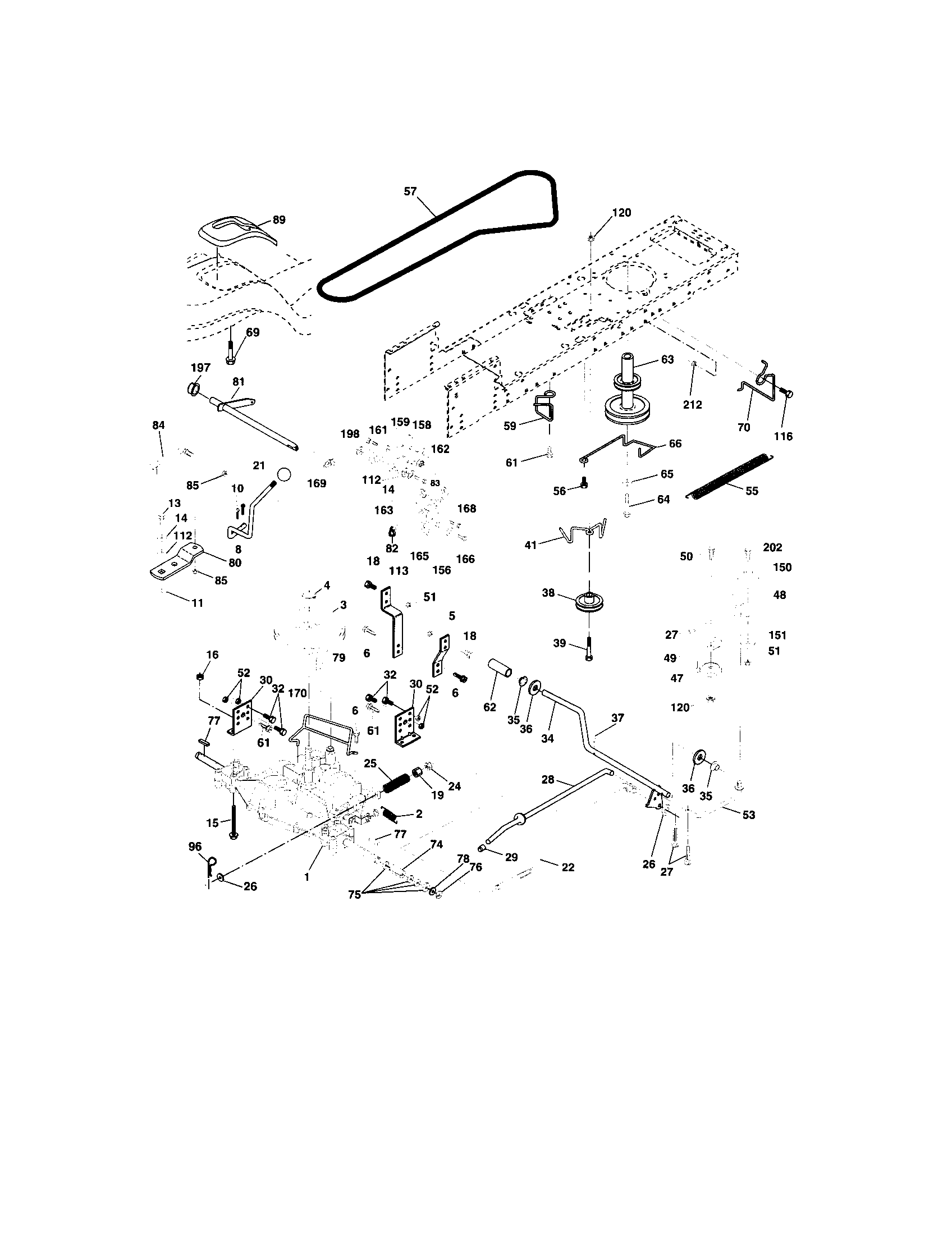 Ground Drive Diagram and Parts List for 917273372  Craftsman Lawn Tractor