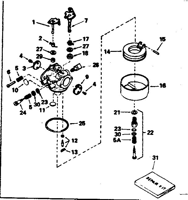 Carburetor No. 632241 Diagram and Parts List for 143356162  Craftsman Engine