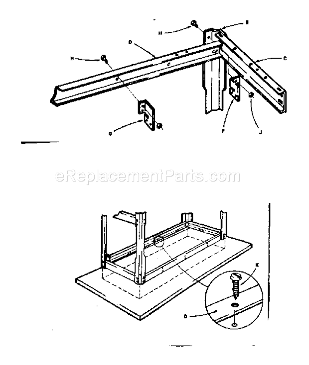 Leg Assembly Diagram and Parts List for 706102670  Craftsman Workbench