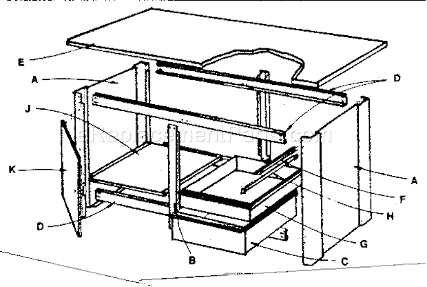 Unit Parts Diagram and Parts List for 706102710  Craftsman Workbench