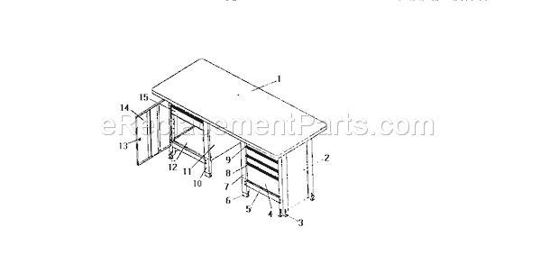 Unit Parts Diagram and Parts List for 706103881  Craftsman Workbench