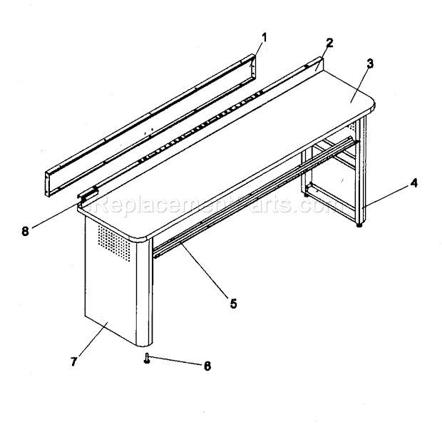 Workbench Diagram and Parts List for 706592790  Craftsman Workbench
