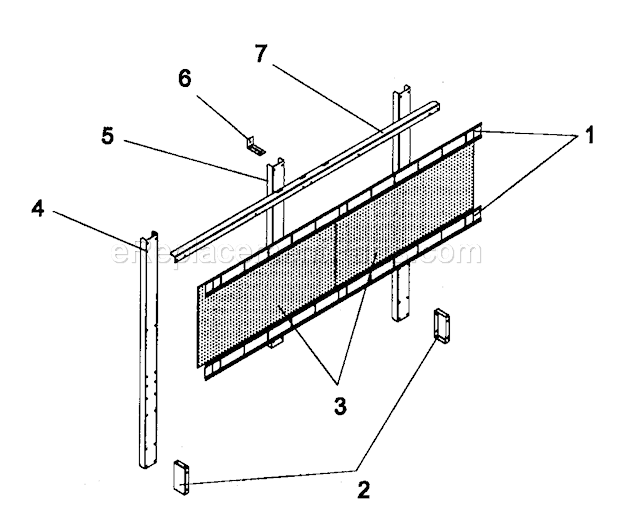 Work Bench Backwall Diagram and Parts List for 706594780  Craftsman Workbench