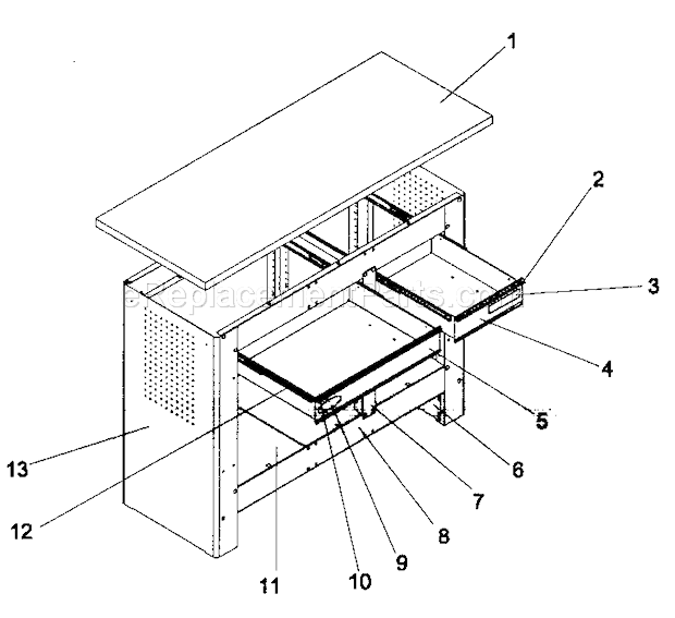 Workbench Diagram and Parts List for 706597412  Craftsman Workbench