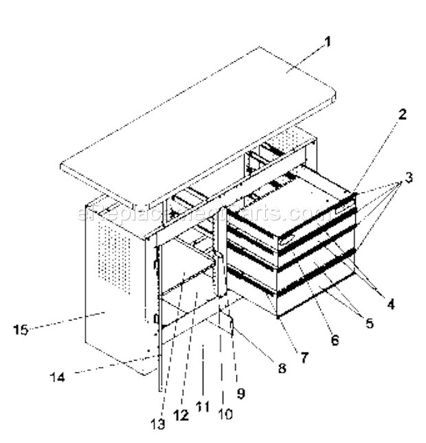 Cabinet Parts Diagram and Parts List for 706597481  Craftsman Workbench