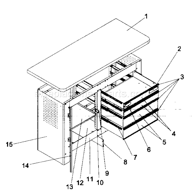 Workbench Diagram and Parts List for 706597482  Craftsman Workbench