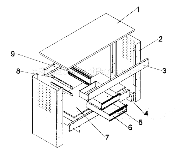 Workbench Diagram and Parts List for 706597630  Craftsman Workbench