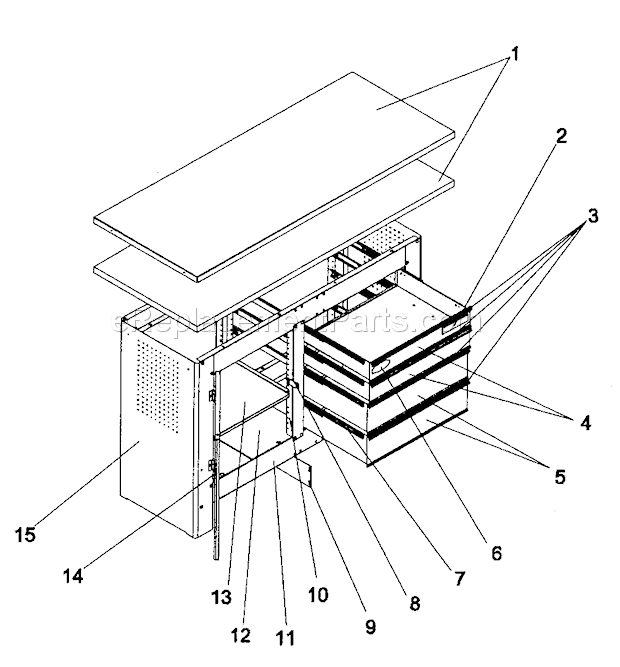 Workbench Diagram and Parts List for 706618660  Craftsman Workbench