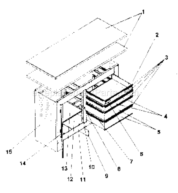 Cabinet Parts Diagram and Parts List for 706618661  Craftsman Workbench