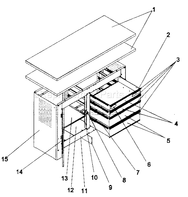 Workbench Diagram and Parts List for 706618662  Craftsman Workbench