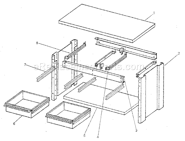 Unit Parts Diagram and Parts List for 706650830  Craftsman Workbench