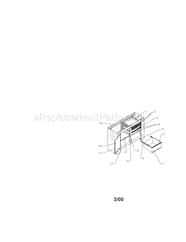 9 Drawer Workbench Diagram and Parts List for 706653800  Craftsman Workbench