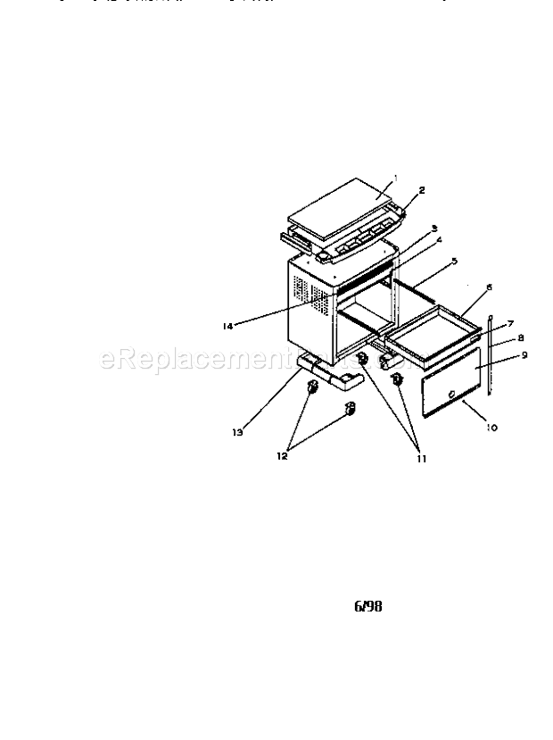 3 Drawer Project Center Diagram and Parts List for 706653931  Craftsman Workbench