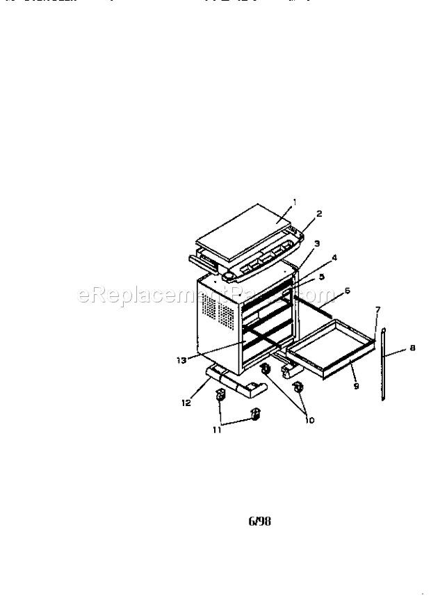 5 Drawer Project Center Diagram and Parts List for 706654903  Craftsman Workbench