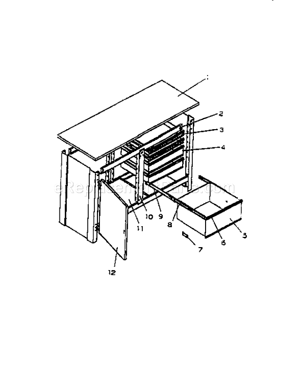 Unit Parts Diagram and Parts List for 706655151  Craftsman Workbench