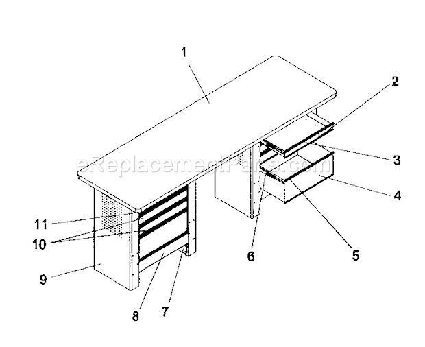 Workbench Diagram and Parts List for 706955570  Craftsman Workbench