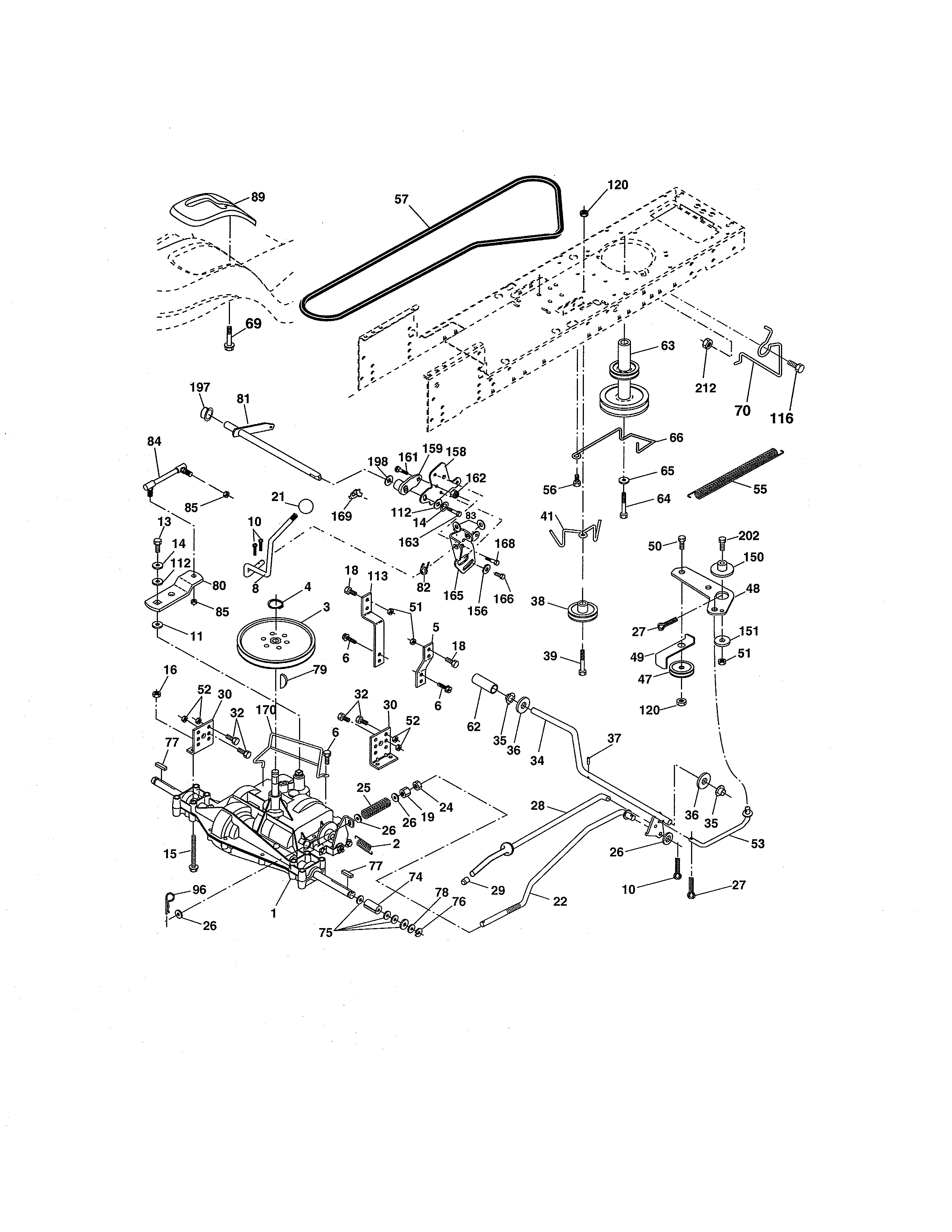 Ground Drive Diagram and Parts List for 917280151  Craftsman Lawn Tractor