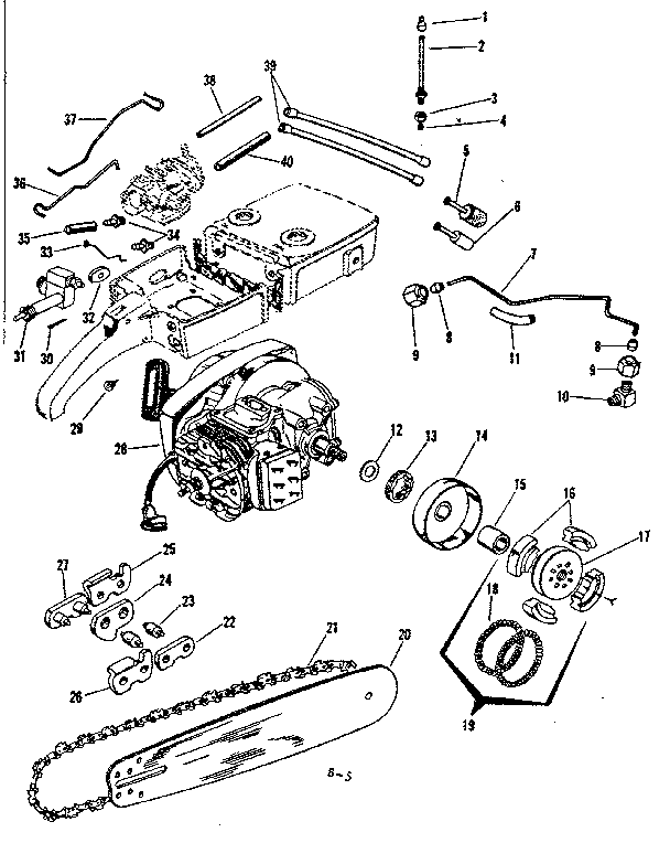 Chain/bar And Oil/fuel Parts Diagram and Parts List for 917351150  Craftsman Chainsaw