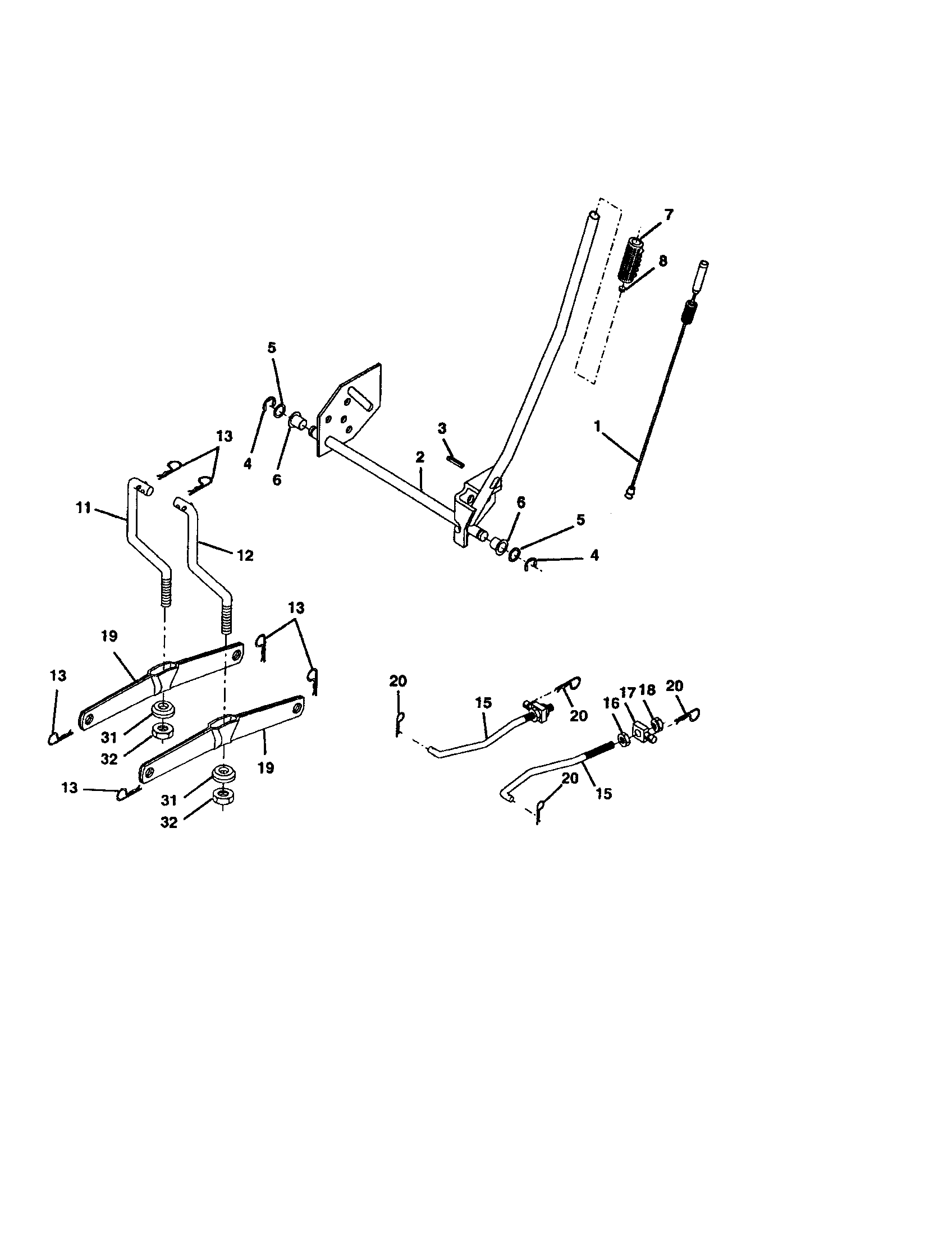Lift Assembly Diagram and Parts List for 917273380  Craftsman Lawn Tractor