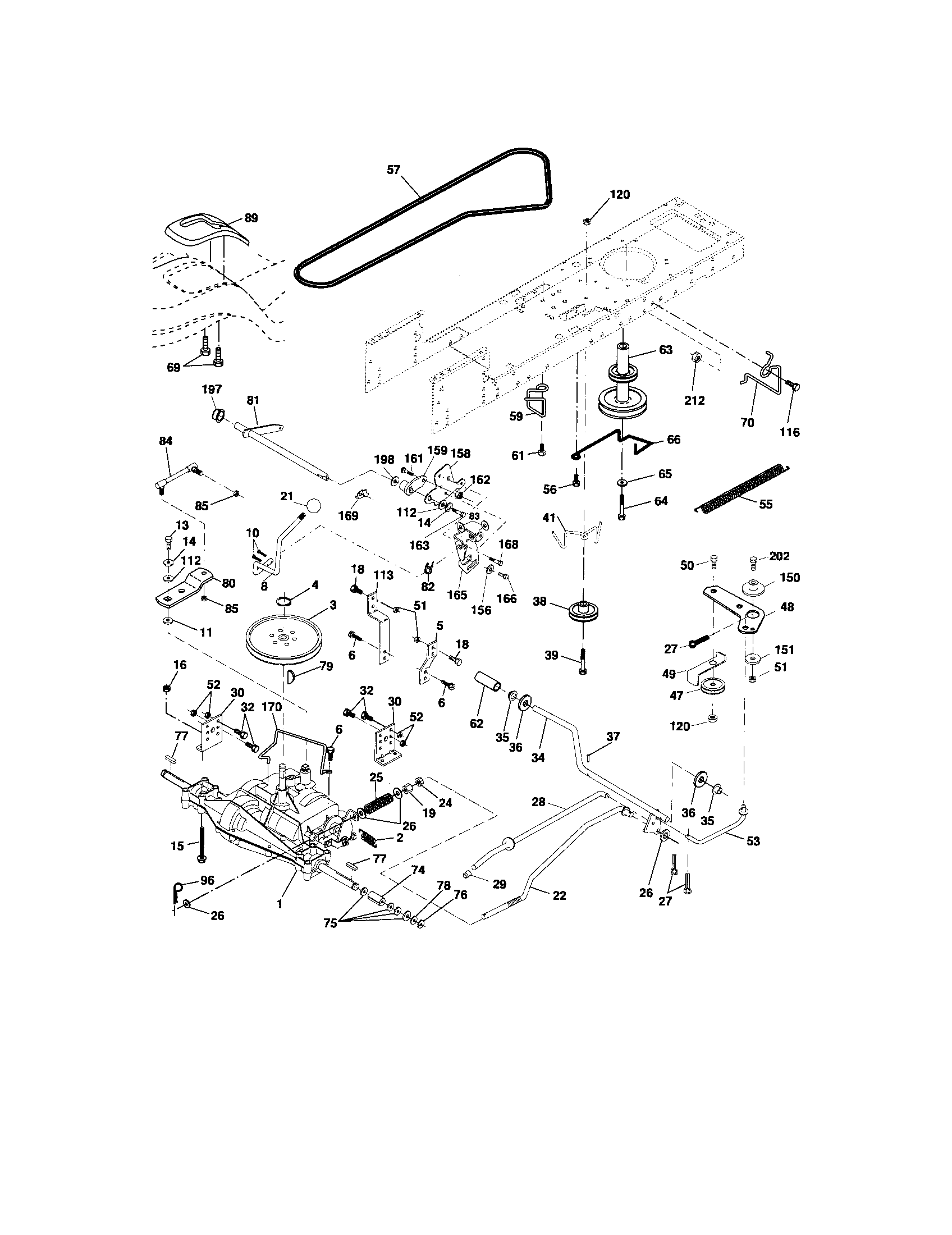 Ground Drive Diagram and Parts List for 917276412  Craftsman Lawn Tractor