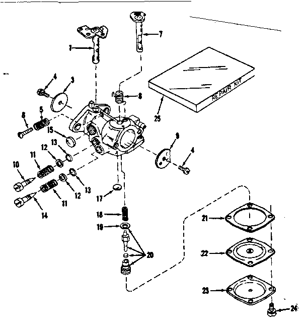 Carburetor No. 30119 Diagram and Parts List for 143102191  Craftsman Engine