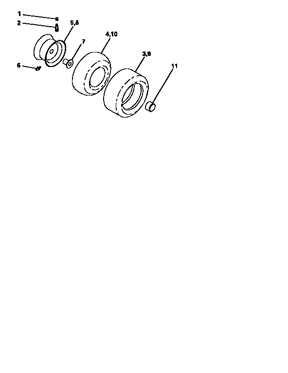 Wheels And Tires Diagram and Parts List for 917256571  Craftsman Lawn Tractor