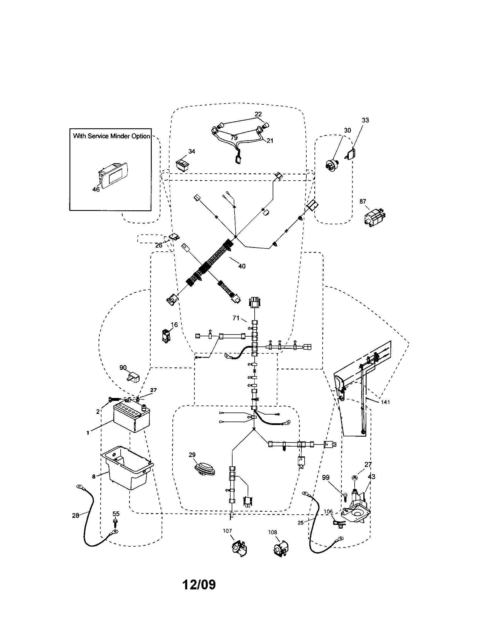 Electrical Diagram and Parts List for 917280330  Craftsman Lawn Tractor