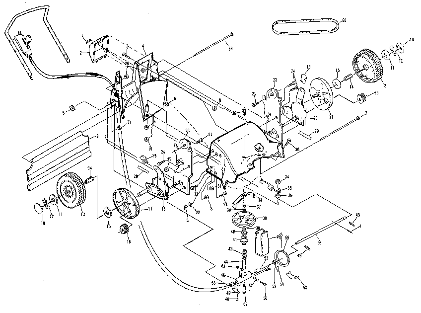 Drive Assembly Diagram and Parts List for 917372441  Craftsman Lawn Mower