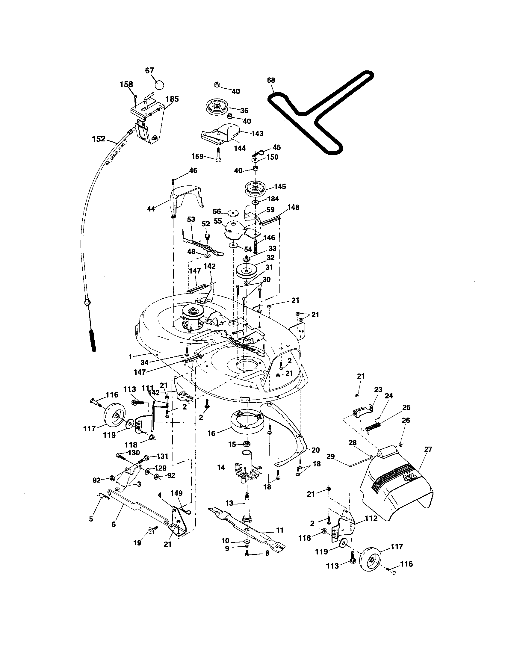 Mower Deck Diagram and Parts List for 917275764  Craftsman Lawn Tractor