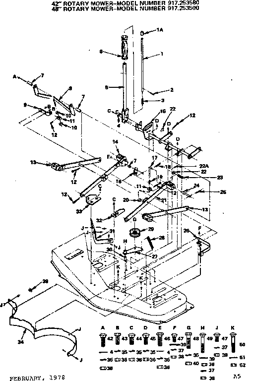Lift Assembly Diagram and Parts List for 917253590  Craftsman Lawn Mower