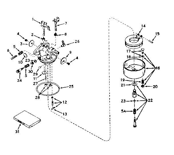 Carburetor No. 631114 Diagram and Parts List for 143167012  Craftsman Engine