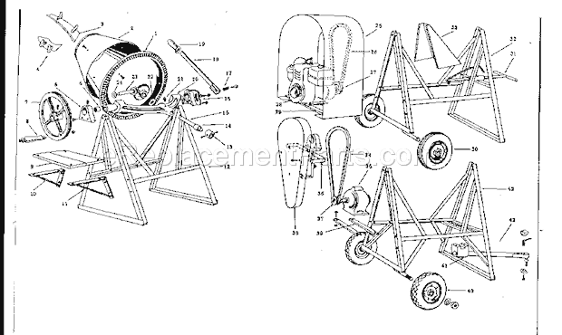 Page A Diagram and Parts List for 7137579  Craftsman Cement Mixer