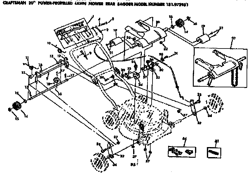 Handle Assembly Diagram and Parts List for 131973951  Craftsman Lawn Mower