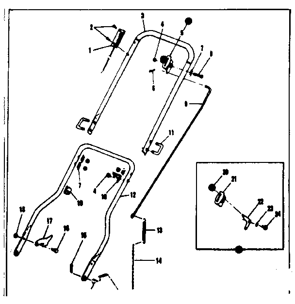 Handle Assembly Diagram and Parts List for 53691210  Craftsman Lawn Mower