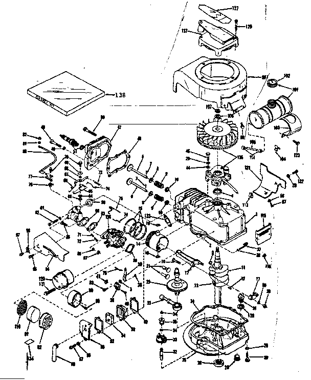 Basic Engine Diagram and Parts List for 143104061  Craftsman Engine