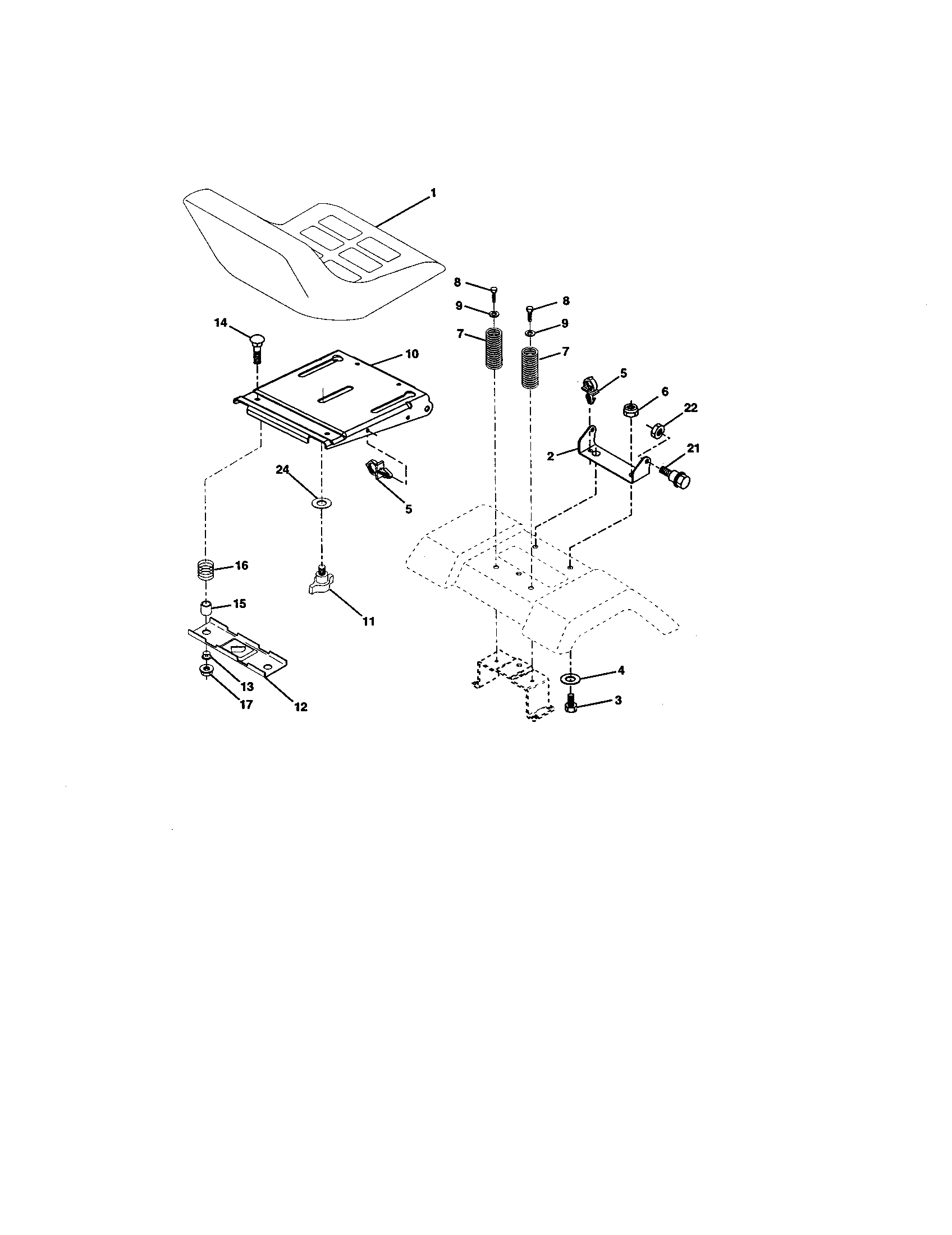 Seat Assembly Diagram and Parts List for 917272761  Craftsman Lawn Tractor