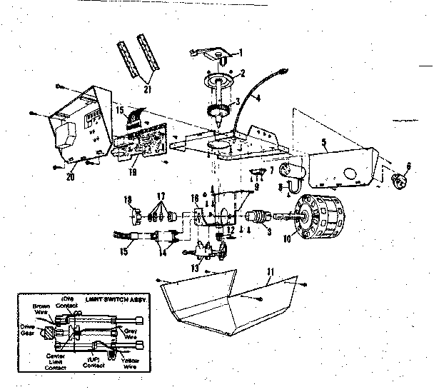 Chassis Assembly Diagram and Parts List for 13953110  Craftsman Garage Door Opener