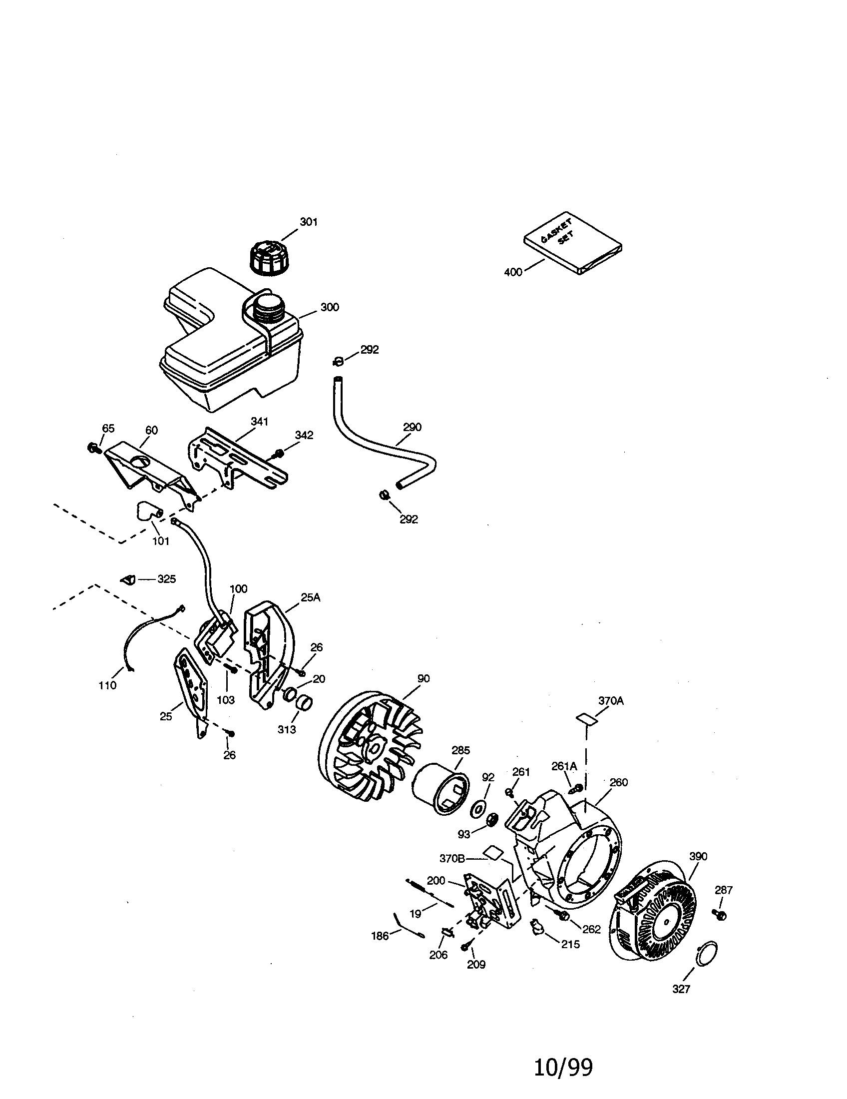 4-cycle Engine Diagram and Parts List for 143995007  Craftsman Engine
