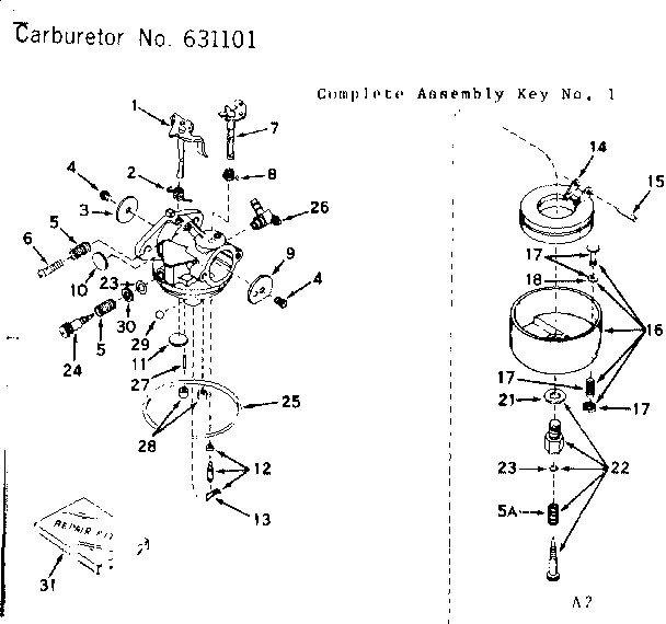 Replacement Parts Diagram and Parts List for 143155042  Craftsman Engine