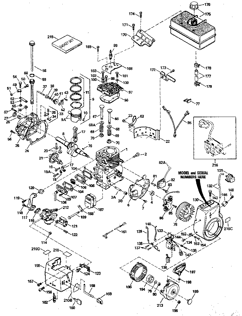 Replacement Parts Diagram and Parts List for 143806092  Craftsman Engine