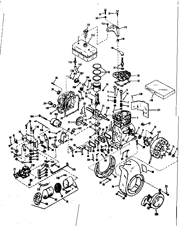 Basic Engine Diagram and Parts List for 143521121  Craftsman Engine