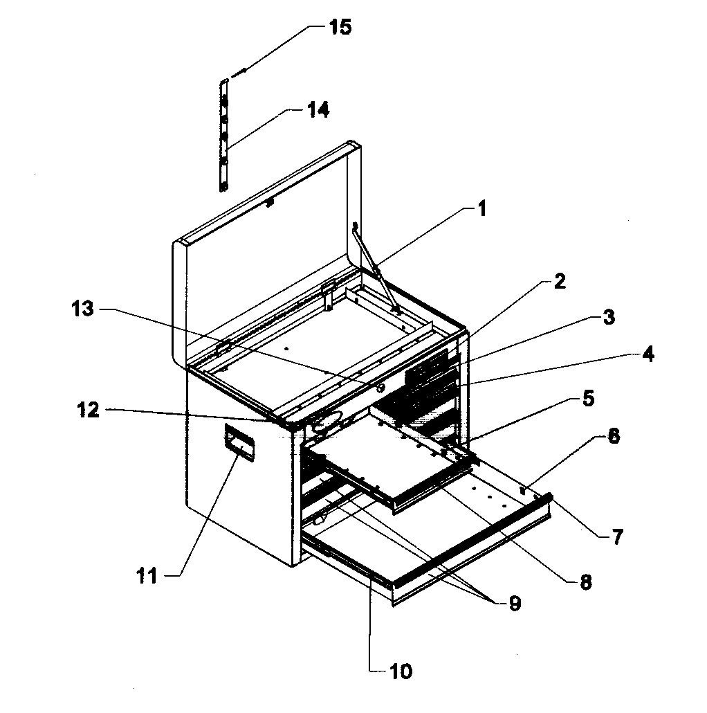 Tool Box Diagram and Parts List for 706825760  Craftsman Tool Stand & Cart