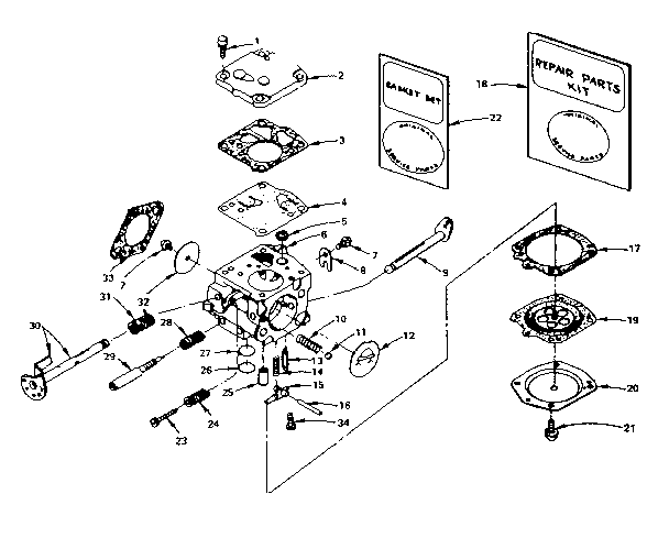 Carburetor Diagram and Parts List for 917353722  Craftsman Chainsaw