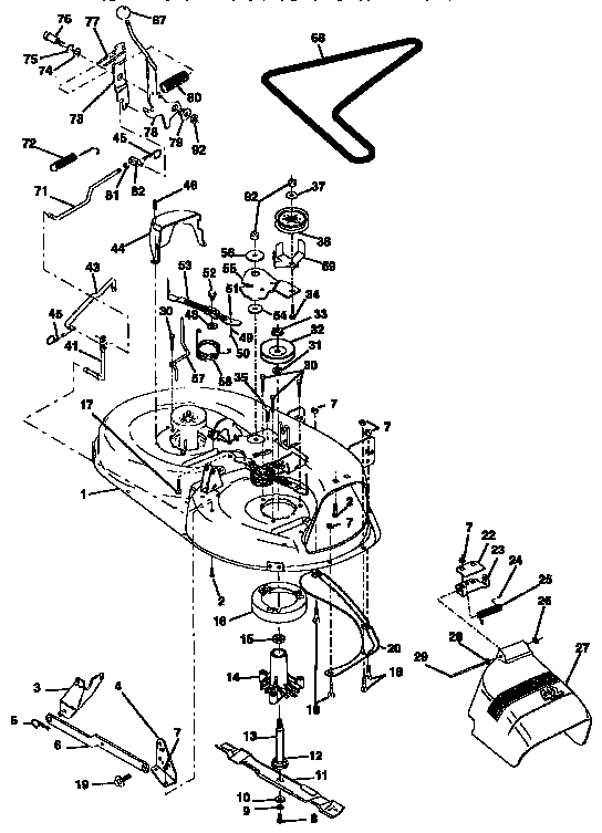 42" Mower Diagram and Parts List for 917257590  Craftsman Lawn Tractor