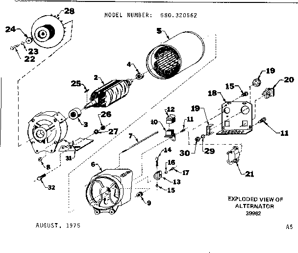 Unit Parts Diagram and Parts List for 580320562  Craftsman Engine