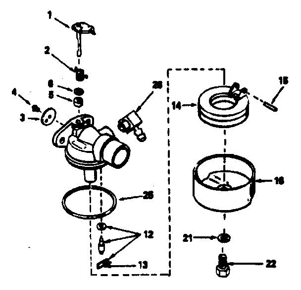 Carburetor Diagram and Parts List for 143354252  Craftsman Engine