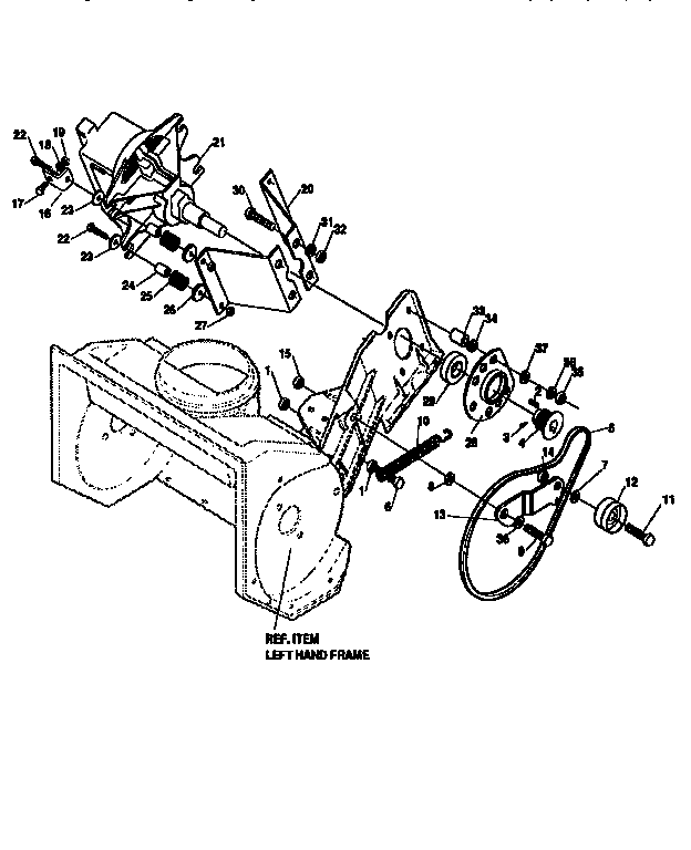 Motor Drive Diagram and Parts List for 536883211  Craftsman Snow Blower